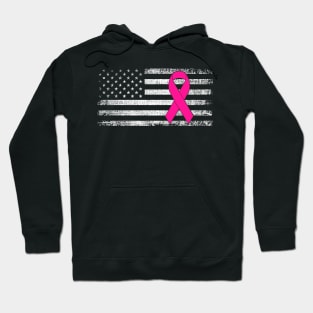 Breast Cancer Awareness Pink Ribbon Classic American Flag Hoodie